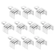 100Pcs 5 x 7.5mm Fold Over Cord Ends, Cord Tips Leather Rope End Caps, Silver