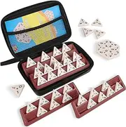 Doreimi Triangle Domino Set Includes 4 Plastic Racks, a Portable Case, and 56 Domino Pieces. The Triangular Domino Tiles With Brass Spinners Form a Classical Board Game Suitable for Kids Ages 8 and Up