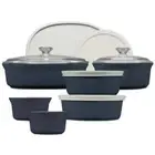 Corningware Bakeware Set 12PC French Colors Stoneware Glass/Plastic Lid+Ramekin
