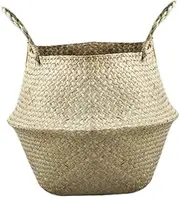 Yardenfun Woven Basket Seagrass Natural Basket for Storage Flower Pot Cover with Handles l Size Multifunctional