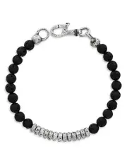 John Varvatos Sterling Silver Simit Lava Stone Beaded Bracelet