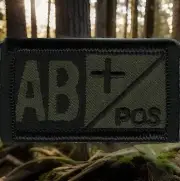 Olive Green Black Blood Type AB+ Positive Patch Fits For VELCRO® BRAND Loop Fast
