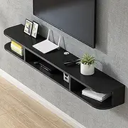 WANGPP Floating TV Cabinet - Wall-Mounted Shelf/TV Stand,Wood TV Wall Mounted TV Cabinet,Modern Entertainment Unit,with Drawer and Storage Unit Audio/Video Console (Color : Black, Size : 100x24x20cm)
