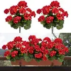 4PCS Home Decor Fake Plants Artificial Flowers Artificial Geraniums Outdoor Red