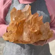 7.55LB Natural Smoky Citrine Quartz Cluster Crystal Mineral Point Healing G5255