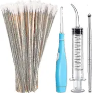 Tonsil Stone Removal Set Includes 1 Stainless Steel Tonsil Stone Removal Tool, 1 Tonsil Stone Remover With Led Light, 100 Long Swabs And 1 Curved Irri