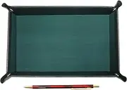 TRAMG-SDMB-R Japanese Moss Green Cowhide Leather Pen Tray SD Marble Pattern All Metal Notebook Ballpoint Pen Set Red