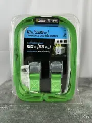 SmartStraps 105 12 in. 150 lb. Capacity Green Light-Duty Lashing Strap 2-Pack