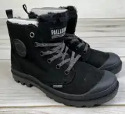 Palladium Pampa HI Zip WL Black Boots Size 5.5 M Wool Lined Nubuck Leather