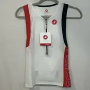 Castelli Rosso Corsa Free Tri Top Sleeveless Jersey Men's M White/Red Triathlon