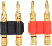 NDNCZDHC Dual Banana Plug 2Pcs Stackable Dual Banana Speaker Connectors, Male Plug 2 Way Brass Connectors Speaker Wire Accessories 32a 1000V