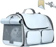 Cat Carrier, Soft Sided Dog Carrier with 4 Mesh Windows, Collapsible Cat Pet Carrier Airline Approved with 4 Storage Pockets for Cats Dogs