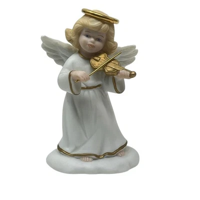 Bronson Golden Halos Collection MAGICAL MELODY Angel Figure Playing Violin 1996