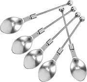 PHENOFICE 5Pcs DIY Beadable Spoon Stainless Steel Food Serving Spoons for Desserts and Beverages for Home and Kitchen Use