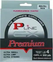 P-Line CXFFL-4 CX Premium Fluorocarbon-Coated Mono Filler Spool 4lb 300yd Clear