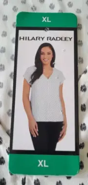 Hilary Radley Ladies Cap Sleeve Blouse White Black ⭐NEW⭐