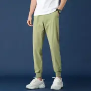 Mens Sweatpants Sport Trousers Faux Silk Pants Casual Walking Gym Summer