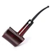 Handmade Briar Tobacco Pipe Wooden Poker Pipe 9mm Filter Bent Saddle Stem Smooth