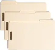 Folder, Two Fasteners, 1/3 Cut Assorted, Top Tab, Legal, Manila 50/Box
