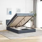 vidaXL Ottoman Bed Frame with Mattress - Velvet Dark Grey Double with Storage and Pocket Spring