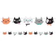 Purrfect Cat Party Shaped Ribbon Banner 1.7m x14cm - Purrfect Cat Party Supplies