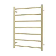 Radiant RTR01 Round Bar Heated Towel Rail - 600 x 800mm - Light Gold Stainless Steel - Bottom Left/Top Right Wiring