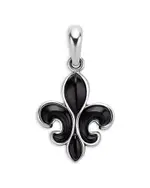 Lagos Men's Sterling Silver Anthem Black Agate Fleur-De-Lis Pendant - Exclusive