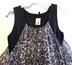 CROSSROADS NWT SIZE 8 BLUE BLACK DESK - DRINKS SPLIT OVER TESSELATE PRINT DRESS