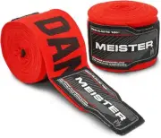 Meister Adult 180" Semi-Elastic Hand Wraps for Length, Danger Red