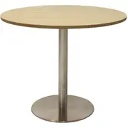 Rapidline Circular Meeting Table Stainless Steel Disc Base D900 x H755mm Natural Oak