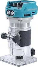 Katsu Fit-Bat 102770 18 V/21 V Brushless Cordless Router Wood Router Edge Milling Cutter with Trimmer Base, 3 Collets 1/4 Inch, 6 mm and 8 mm, without Battery and Charger