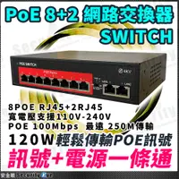 在飛比找蝦皮購物優惠-8+2 POE SWITCH 交換器 交換機 8路 10路 