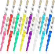 Ptwola 16 Pcs Large Chubby Toddler Paint Brushes Easy Clean and Grip Round Preschool Kids Watercolor Brushes Big Children Craft Painting Supplies Set for Acrylic Oil Washable Paint