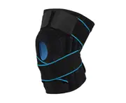 Knee brace with side stabilizer and patella gel pad, adjustable compression knee brace (blue) - blue