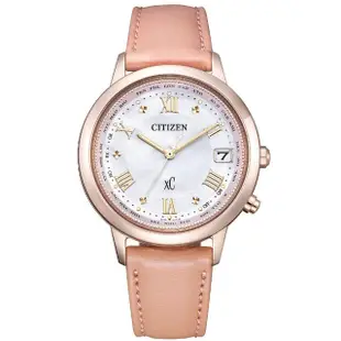 【CITIZEN 星辰】xC 廣告款魅力女神光動能電波鈦金屬時尚女錶-玫瑰金/36mm(CB1137-65W)