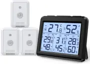 AMIR Indoor Outdoor Thermometer, 3 Channels Digital Hygrometer Thermometer wi...