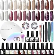 [VANREESA] Gel Nail Kit with 36W U V LED Nail Lamp 12 Colours Gel Polish Nail Set Glossy Matte Base Top Coat Complete Nail Polish Starter Kit Gift for Beginners