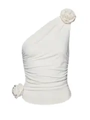 [Magda Butrym] Magda Butrym-Maglietta Monospalla Color Crema-Donna 38 FR