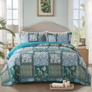 NEWLAKE Cotton Bedspread Quilt Sets-Reversible Patchwork Coverlet Set, Chic F...