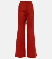 [Chloe] Chloé High-rise flared linen pants AU 14 red
