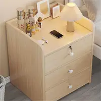 在飛比找松果購物優惠-床頭櫃現代簡約小型簡易家用收納帶鎖儲物櫃置物架臥室床邊小櫃子