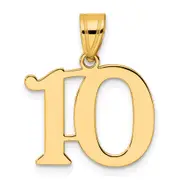 14k Yellow Gold Polished Number 10 Pendant