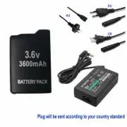 3.6V Battery +EU/UK/US/AU charger adapter for Sony PSP-110 PSP-1001 PSP 1000 FAT