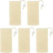 MESH SOAP POUCHES MULTI LAYERS FOAM NET DRAWSTRING HOLDER BAGS BATHROOM BEIGE
