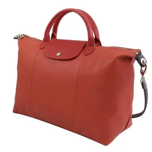 Longchamp Le Pliage Cuir 撞色羊皮兩用袋/皮夾套組 #1630