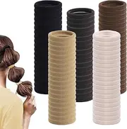 TRKETK Pack of 100 Cotton Hair Bobbles, Soft Elastic Hair Bobbles, Seamless Hair Bands, Stretchy Ponytail Holder, 4 cm, Cotton Hair Scrunchies, Elastic Hair Bobbles for Women, Men, Girls, Children