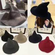 Halloween Cosplay Witch Hat Wool Wide Brim Wizard Cap Party Costume Accessories