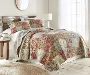 Chezmoi Collection Leslie 3-Piece Floral Patchwork Pre-Washed 100% Cotton Qui...