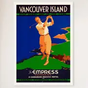 Galrie Vintage Vancouver Island Golf Travel Poster - A Nostalgic Home Decor, White Frame, A4 21 x 30cm (8 x 12inch)