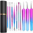 10pcs Blackhead Remover Tool Kit Steel Pimple Popper Tool Comedones Extractor∑